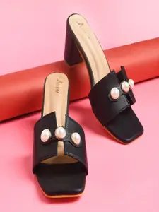 Looper Women Pearl embellished Block heels