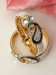 Anouk Set Of 2 Gold Plated Peacock-Design Bangle
