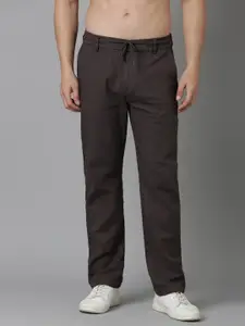 NEVER NEUD Men Relaxed Fancy Linen Trousers