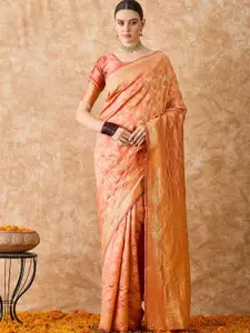 DEVATITHI Ethnic Motifs Zari Silk Blend Banarasi Saree