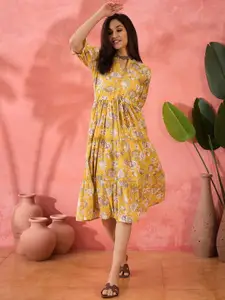 Sangria Printed Pure Cotton A-Line Ethnic Dress