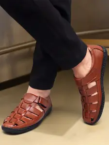 ARAMISH Men Ethnic Leather Shoe-Style Sandals