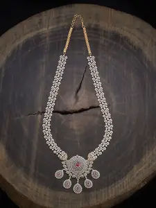 Kushal's Fashion Jewellery  Copper Ruby Rhodium Gold-Plated Cubic-Zircon Necklace