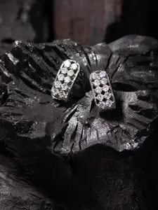 Priyaasi Silver Plated American Diamond Studded Contemporary Studs Earrings