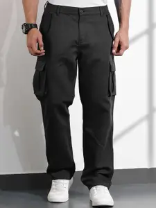 Thomas Scott Men Cotton Mid-Rise Smart Cargos Trousers