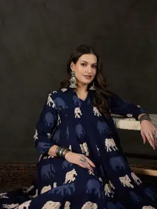 InWeave Floral Print A-Line Maxi Dress