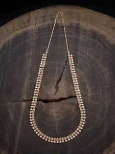 Kushal's Fashion Jewellery  Copper Ruby-Green Gold-Plated Cubic-Zircon Necklace