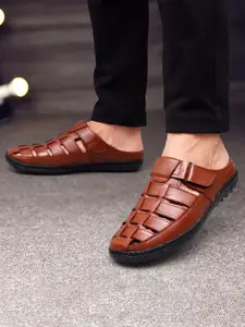 ARAMISH Men Ethnic Leather Fisherman Sandals