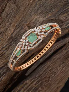 Kushal's Fashion Jewellery  Mint Gold-Plated Cubic Zircon Studded Bangle