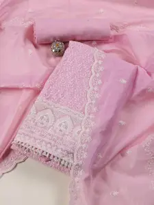 Meena Bazaar Embroidered Art Silk Unstitched Dress Material