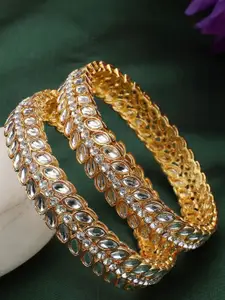 Anouk Women Pack Of 2 Gold-Plated & Kundan Studded Bangle