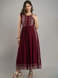 MERAAKI FASHION Ethnic Motifs Printed Yoke Design Sleeveless A-Line Kurta