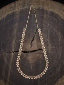 Kushal's Fashion Jewellery  Copper Ruby-Green Gold-Plated Cubic-Zircon Necklace