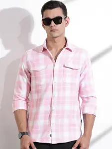 Thomas Scott Men Premium Windowpane Checks Opaque Checked Casual Shirt