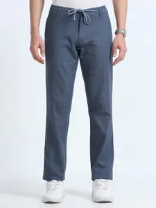 NEVER NEUD Men Relaxed Fancy Linen Trousers