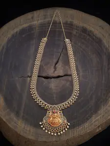 Kushal's Fashion Jewellery  Copper Ruby Gold-Plated Cubic Zircon Necklace