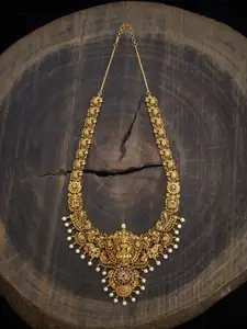 Kushal's Fashion Jewellery  Copper Ruby Gold-Plated Antique Necklace
