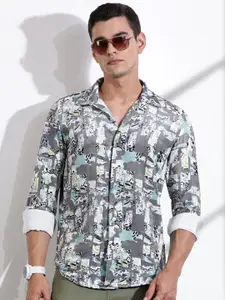 Thomas Scott Men Classic Slim Fit Opaque Printed Casual Shirt