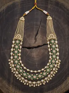 Kushal's Fashion Jewellery  Copper Green Victorian-Plated Kundan Necklace