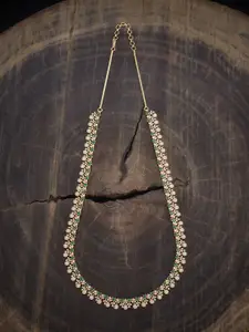 Kushal's Fashion Jewellery  Copper Ruby-Green Gold-Plated Cubic-Zircon Necklace