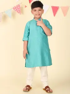 Fabindia Boys Ethnic Motifs Printed Flared Sleeves Thread Work Kurta
