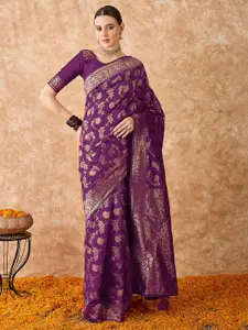 DEVATITHI Wine Banarasi Silk Saree