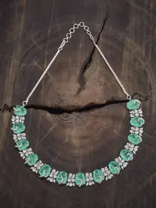 Kushal's Fashion Jewellery  Copper Mint Rhodium-Plated Cubic-Zircon Necklace
