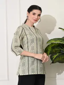 GLOWWORLD Geometric Printed Mandarin Straight Collar Kurti