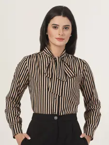 Style Quotient Women Smart Fit Collarless Vertical Striped Formal Shirt