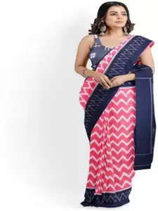 KIAARON Ethnic Motifs Linen Blend Block Print Saree