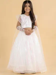 BAESD Girls Embellished Net Ready to Wear Lehenga & Blouse With Dupatta