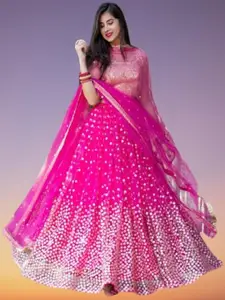 BAESD Embellished Sequinned Semi-Stitched Lehenga & Unstitched Blouse With Dupatta