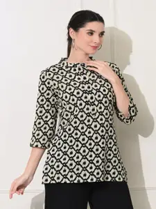 GLOWWORLD Ethnic Motifs Printed Mandarin Collar Straight Collar Kurti