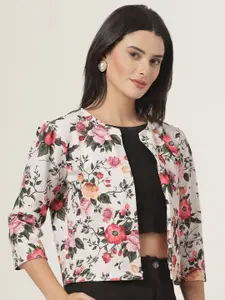 Style Quotient Floral Printed Crop Open Front Shrug