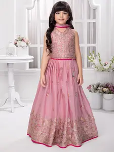 Tiny Kingdom Girls Embroidered Ready to Wear Lehenga & Blouse With Dupatta