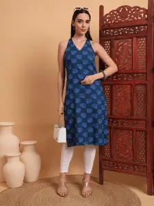 Anouk Rustic Floral Printed Halter Neck Straight Kurta