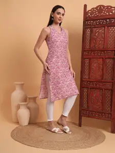 Anouk Rustic Paisley Printed Halter Neck Straight  Kurta
