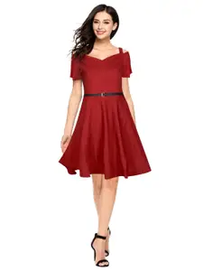 ODETTE Sweetheart Neck Fit & Flare Dress
