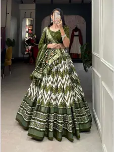 BAESD Printed Semi-Stitched Lehenga & Unstitched Blouse With Dupatta