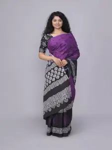 KIAARON Pure Cotton Block Print Saree