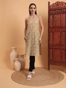 Anouk Rustic Paisley Printed Halter Neck Straight Kurta