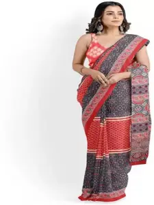 JALTHER Ethnic Motifs Pure Cotton Block Print Saree