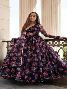BAESD Printed Semi-Stitched Lehenga & Unstitched Blouse With Dupatta
