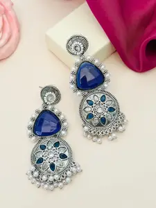 ABDESIGNS German Silver-Plated Stone Studded Classic Drop Earrings