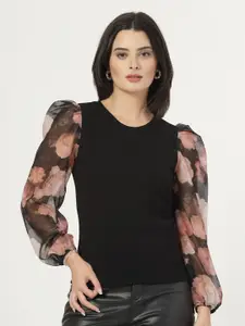 Style Quotient Floral Print Bishop Sleeves Top