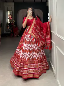 BAESD Printed Semi-Stitched Lehenga & Unstitched Blouse With Dupatta