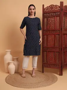 Anouk Rustic Geometric Printed Straight Kurta
