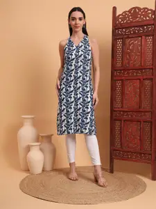 Anouk Rustic Floral Printed Halter Neck Straight Kurta