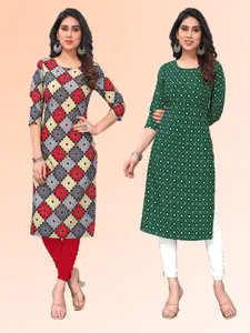 KETAKI FASHION Selection of 2 Geometric Printed Straight Kurtas