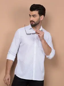 Crimsoune Club Men Classic Slim Fit Spread Collar Micro Ditsy Printed Cotton Casual Shirt